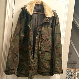 Camo bomber jacket.